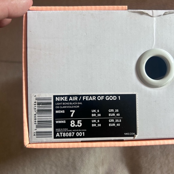 Nike Air x Fear of God Raid “Light Bone” AT8087 - New with Box - Picture 8 of 11